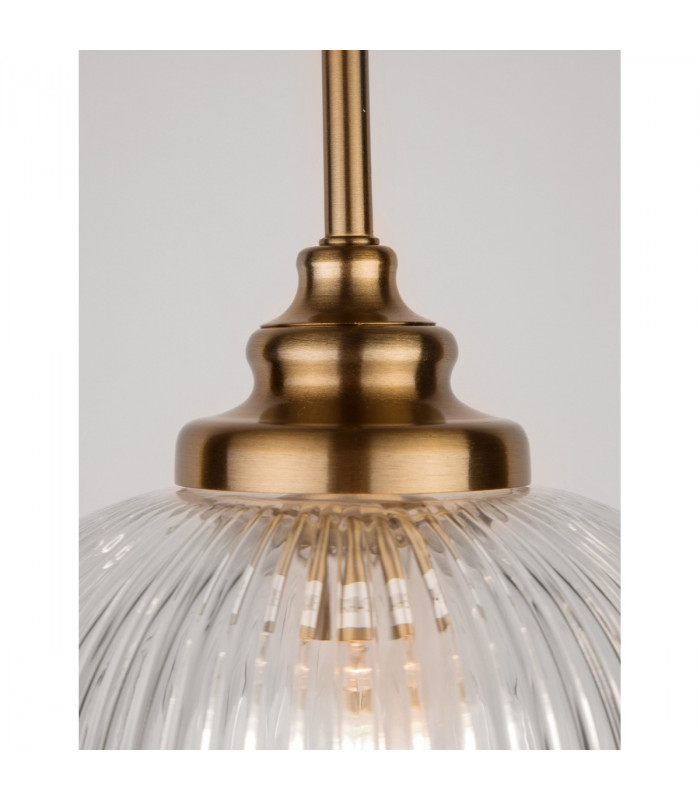 Mond 18cm Dome Pendant Ceiling Light Satin Gold Metal Clear Glass LED E14-4