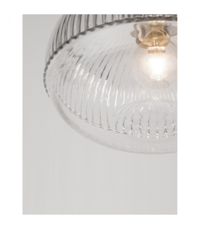 Mond 18cm Dome Pendant Ceiling Light Satin Gold Metal Clear Glass LED E14-5