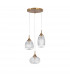 Mond 3 Light Cluster Pendant Ceiling Light Satin Gold Metal Clear Glass LED E14-1