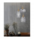 Mond 3 Light Cluster Pendant Ceiling Light Satin Gold Metal Clear Glass LED E14-3