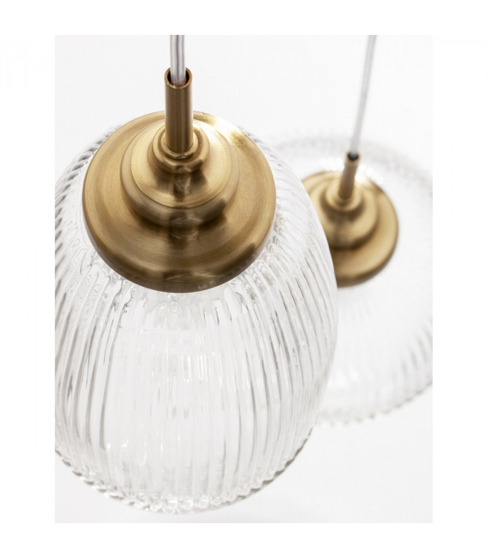 Mond 3 Light Cluster Pendant Ceiling Light Satin Gold Metal Clear Glass LED E14-5