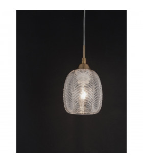 Vario Dome Pendant Ceiling Light Clear Glass Satin Gold Metal LED E27-1