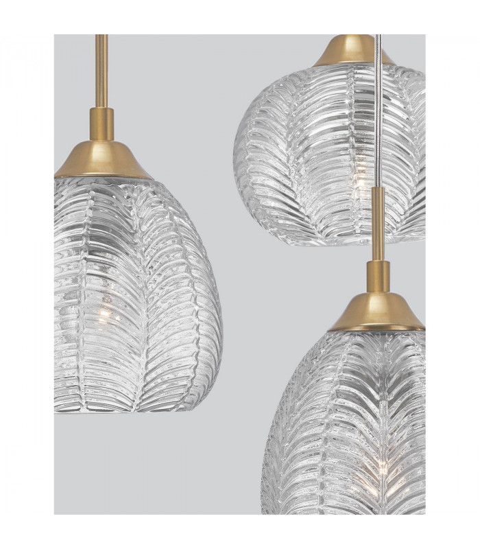 Vario 3 Light Cluster Pendant Ceiling Light Clear Glass Satin Gold Metal LED E27-3