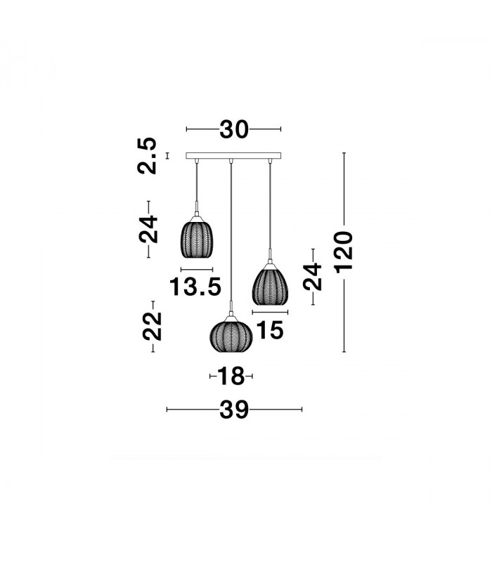 Vario 3 Light Cluster Pendant Ceiling Light Clear Glass Satin Gold Metal LED E27-4