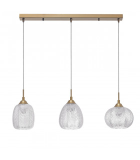 Vario 3 Light Bar Pendant Ceiling Light Clear Glass Satin Gold Metal LED E27-1