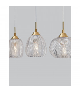 Vario 3 Light Bar Pendant Ceiling Light Clear Glass Satin Gold Metal LED E27-2