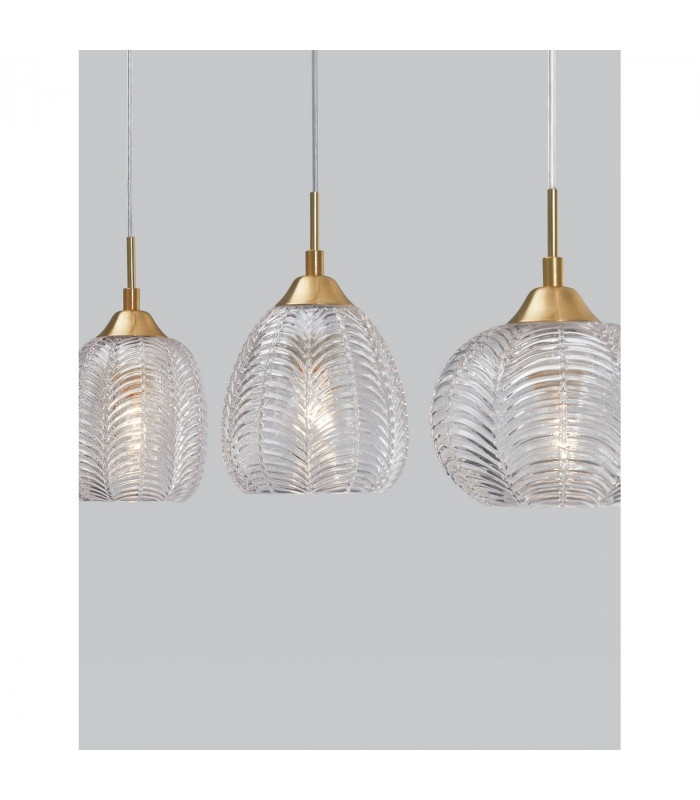 Vario 3 Light Bar Pendant Ceiling Light Clear Glass Satin Gold Metal LED E27-2