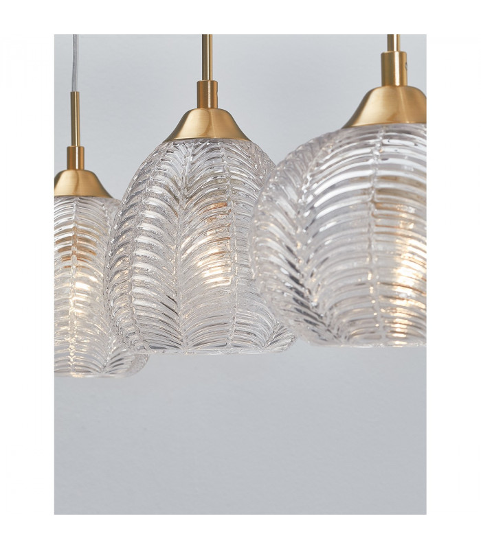 Vario 3 Light Bar Pendant Ceiling Light Clear Glass Satin Gold Metal LED E27-3
