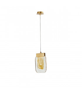 Grani Integrated LED Pendant Ceiling Light Brushed Gold Steel Amber Gold Glass LED 1x4W 118Lm 3000K-1