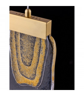 Grani Integrated LED Pendant Ceiling Light Brushed Gold Steel Amber Gold Glass LED 1x4W 118Lm 3000K-2