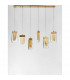 Grani 6 Light Bar Pendant Ceiling Light Brushed Gold Steel Amber Gold Glass LED 6x4W 535Lm 3000K-3
