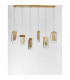 Grani 6 Light Bar Pendant Ceiling Light Brushed Gold Steel Amber Gold Glass LED 6x4W 535Lm 3000K-4