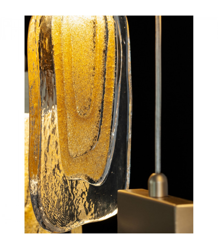 Grani 6 Light Bar Pendant Ceiling Light Brushed Gold Steel Amber Gold Glass LED 6x4W 535Lm 3000K-5