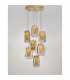 Grani 7 Light Cluster Pendant Ceiling Light Brushed Gold Steel Amber Gold Glass LED 7x4W 637Lm 3000K-4