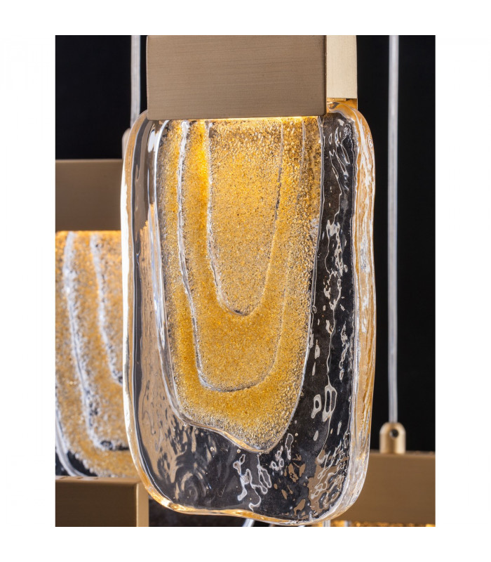 Grani 7 Light Cluster Pendant Ceiling Light Brushed Gold Steel Amber Gold Glass LED 7x4W 637Lm 3000K-6