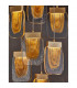 Grani 7 Light Cluster Pendant Ceiling Light Brushed Gold Steel Amber Gold Glass LED 7x4W 637Lm 3000K-7