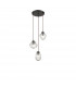 Nord 3 Light Cluster Pendant Ceiling Light Clear Glass Brown Metal Base Brown Fabric Wire LED E14-1