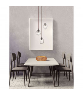 Nord 3 Light Cluster Pendant Ceiling Light Clear Glass Brown Metal Base Brown Fabric Wire LED E14-2