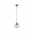Nord 18cm Dome Pendant Ceiling Light Clear Glass Brown Metal Base Brown Fabric Wire LED E14-1