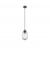 Nord 12cm Dome Pendant Ceiling Light Clear Glass Brown Metal Base Brown Fabric Wire LED E14-1