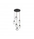 Nord 6 Light Cluster Pendant Ceiling Light Clear Glass Brown Metal Base Brown Fabric Wire LED E14-1