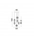 Nord 6 Light Cluster Pendant Ceiling Light Clear Glass Brown Metal Base Brown Fabric Wire LED E14-3