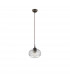 Devon 18cm Dome Pendant Ceiling Light Clear Glass Brown Metal Base Brown Fabric Wire LED E14-1