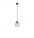 Devon 14cm Dome Pendant Ceiling Light Clear Glass Brown Metal Base Brown Fabric Wire LED E14-1