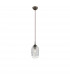 Devon 12cm Dome Pendant Ceiling Light Clear Glass Brown Metal Base Brown Fabric Wire LED E14-1