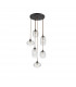 Devon 6 Light Cluster Pendant Ceiling Light Clear Glass Brown Metal Base Brown Fabric Wire LED E14-1