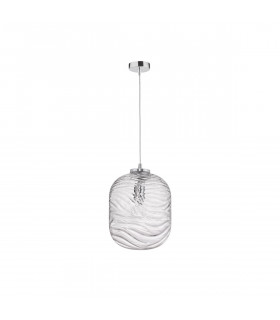 Ficato 24.5cm Globe Pendant Ceiling Light Chrome Metal Clear Glass LED E27-1