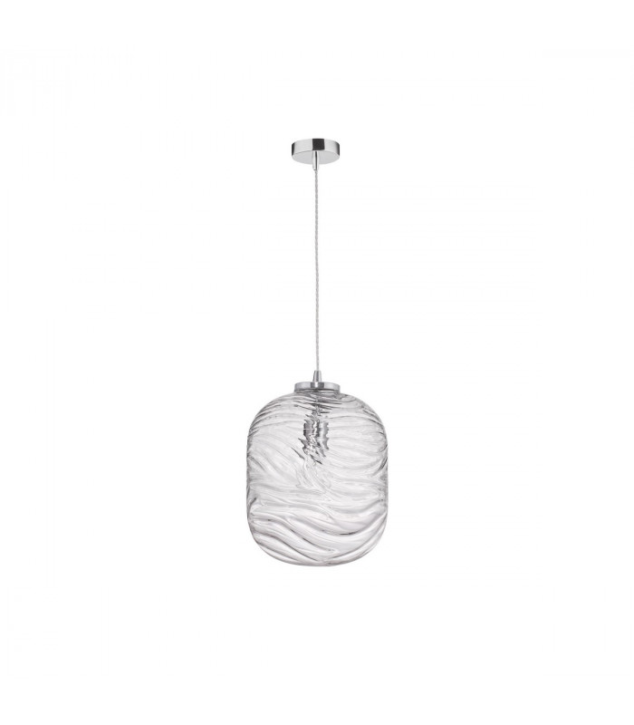 Ficato 24.5cm Globe Pendant Ceiling Light Chrome Metal Clear Glass LED E27-1