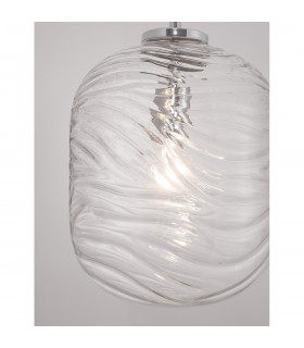Ficato 24.5cm Globe Pendant Ceiling Light Chrome Metal Clear Glass LED E27-2