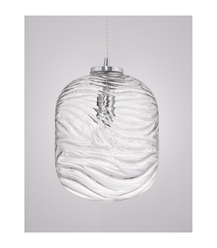 Ficato 24.5cm Globe Pendant Ceiling Light Chrome Metal Clear Glass LED E27-3