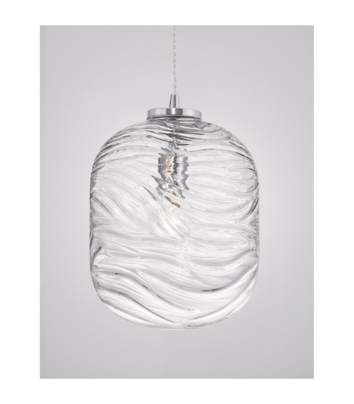 Ficato 24.5cm Globe Pendant Ceiling Light Chrome Metal Clear Glass LED E27-4