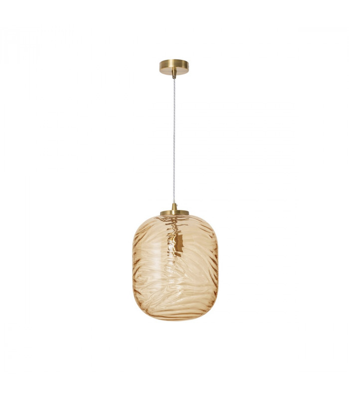 Ficato 24.5cm Globe Pendant Ceiling Light Brass Metal Champagne Glass LED E27-1