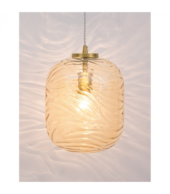 Ficato 24.5cm Globe Pendant Ceiling Light Brass Metal Champagne Glass LED E27-2