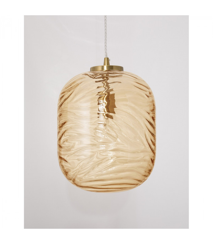 Ficato 24.5cm Globe Pendant Ceiling Light Brass Metal Champagne Glass LED E27-3