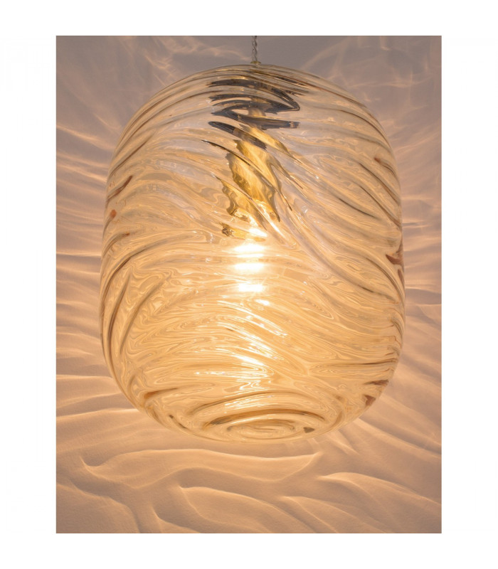 Ficato 24.5cm Globe Pendant Ceiling Light Brass Metal Champagne Glass LED E27-4