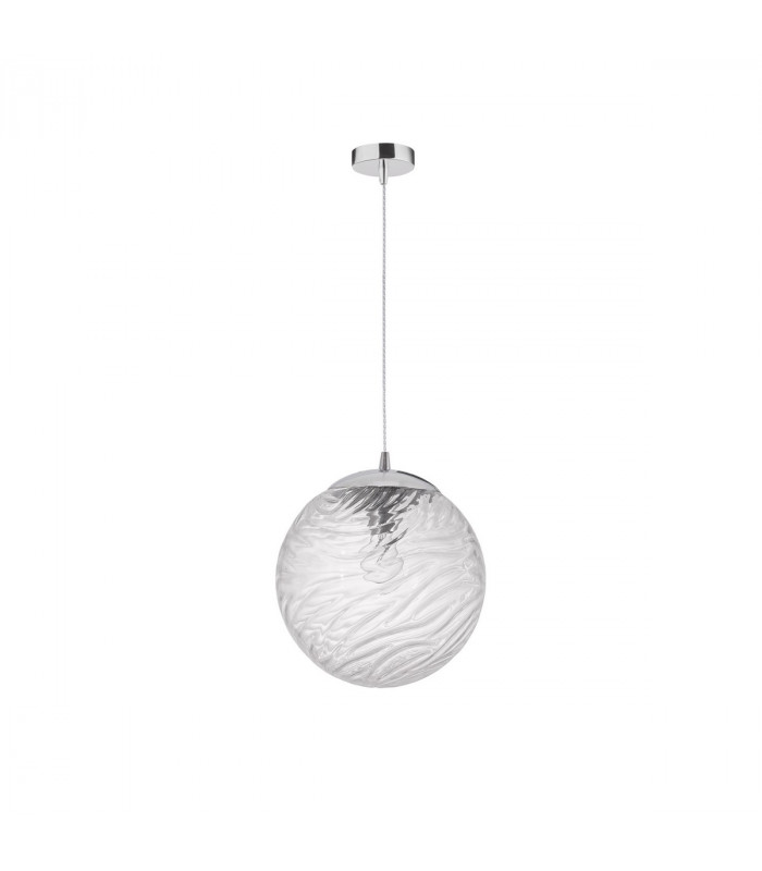 Ficato 30cm Globe Pendant Ceiling Light Chrome Metal Clear Glass LED E27-1