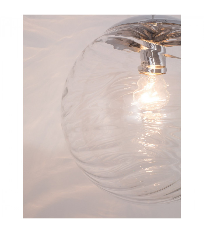 Ficato 30cm Globe Pendant Ceiling Light Chrome Metal Clear Glass LED E27-2
