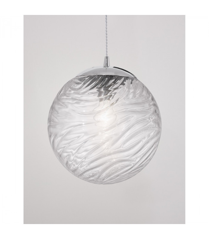 Ficato 30cm Globe Pendant Ceiling Light Chrome Metal Clear Glass LED E27-4
