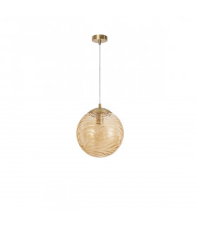 Ficato 30cm Globe Pendant Ceiling Light Brass Metal Champagne Glass LED E27-1