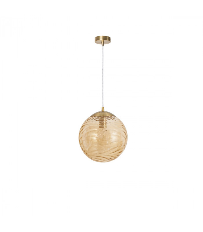 Ficato 30cm Globe Pendant Ceiling Light Brass Metal Champagne Glass LED E27-1