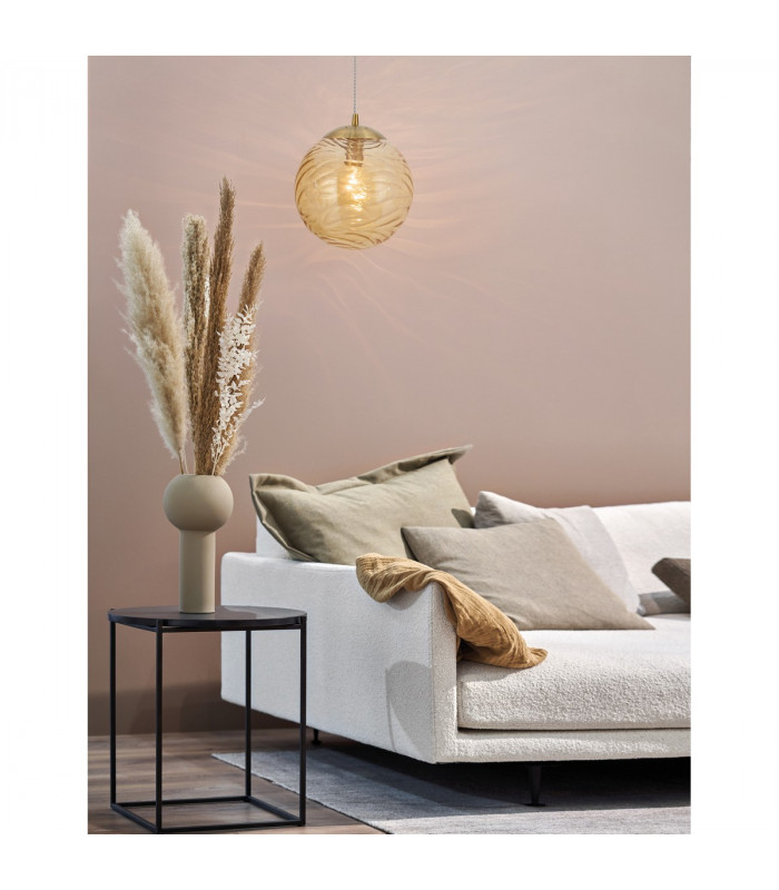 Ficato 30cm Globe Pendant Ceiling Light Brass Metal Champagne Glass LED E27-2