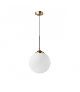 Athena 25cm Globe Pendant Ceiling Light Opal Glass Brass Metal LED E27-1