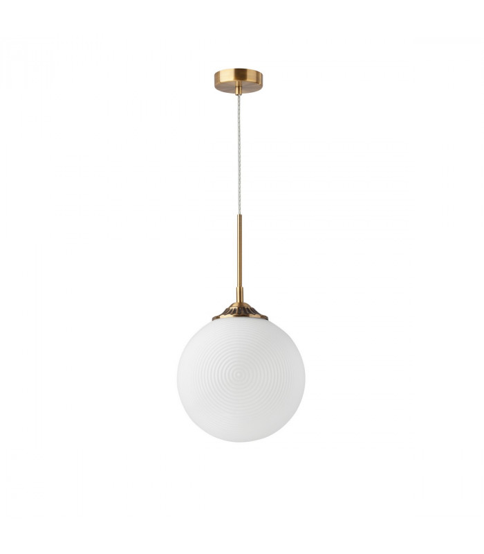 Athena 25cm Globe Pendant Ceiling Light Opal Glass Brass Metal LED E27-1
