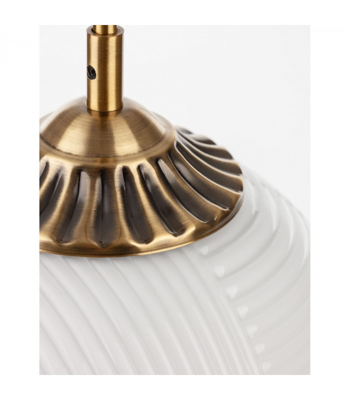 Athena 25cm Globe Pendant Ceiling Light Opal Glass Brass Metal LED E27-3