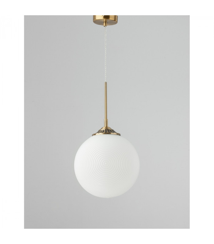 Athena 25cm Globe Pendant Ceiling Light Opal Glass Brass Metal LED E27-4