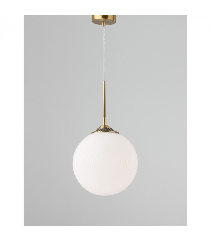 Athena 25cm Globe Pendant Ceiling Light Opal Glass Brass Metal LED E27-5